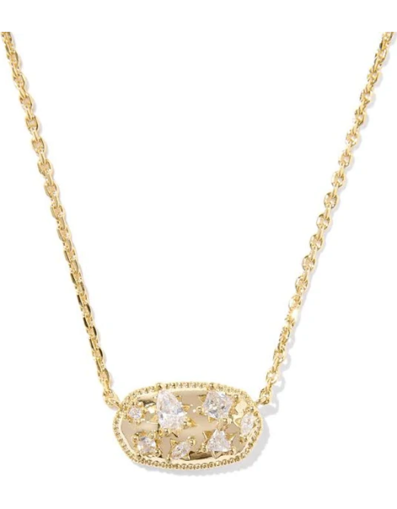 Gold necklace with a pendant on a white background