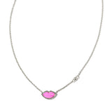 Necklace with a pink gemstone on a white background