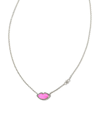 Necklace with a pink gemstone on a white background