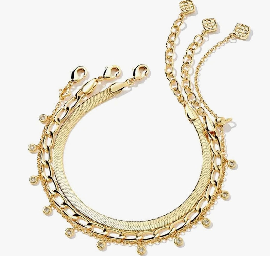 Gold 3 piece bracelet set