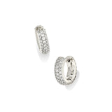 Silver huggie earrings with crystals
