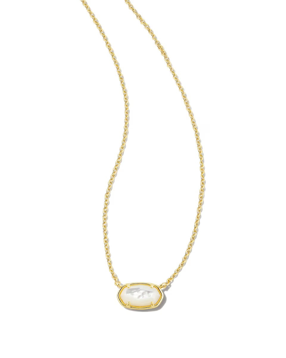 Mother of pearl stone in gold setting necklace