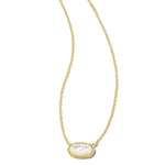 Mother of pearl stone in gold setting necklace