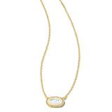 Mother of pearl stone in gold setting necklace