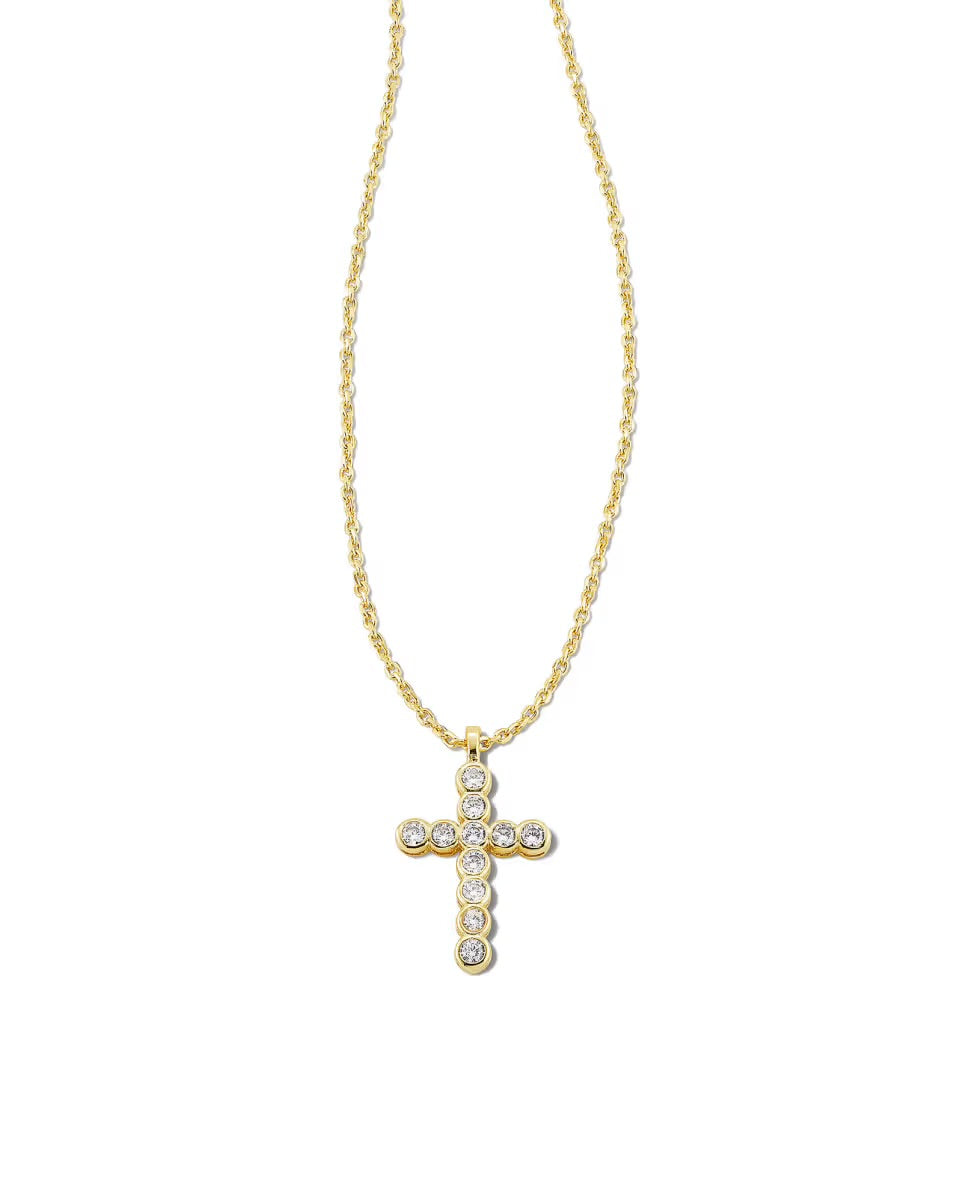Gold chain with cross and crystals