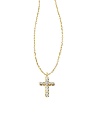 Gold chain with cross and crystals