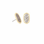 Pair of gold and silver earrings on a white background