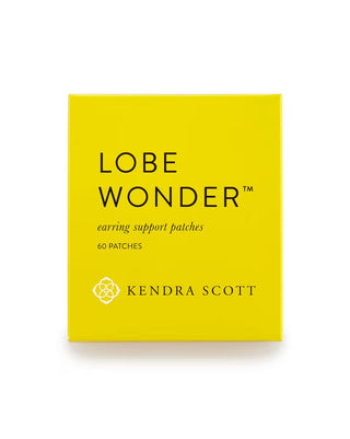 Yellow box of Lobe Wonder earring support patches by Kendra Scott on a white background