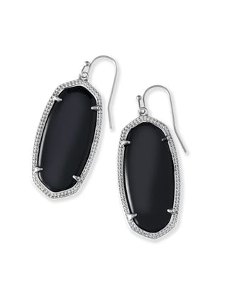 X KENDRA SCOTT DANIELLE STATEMENT EARRINGS in BLACK/RHODIUM