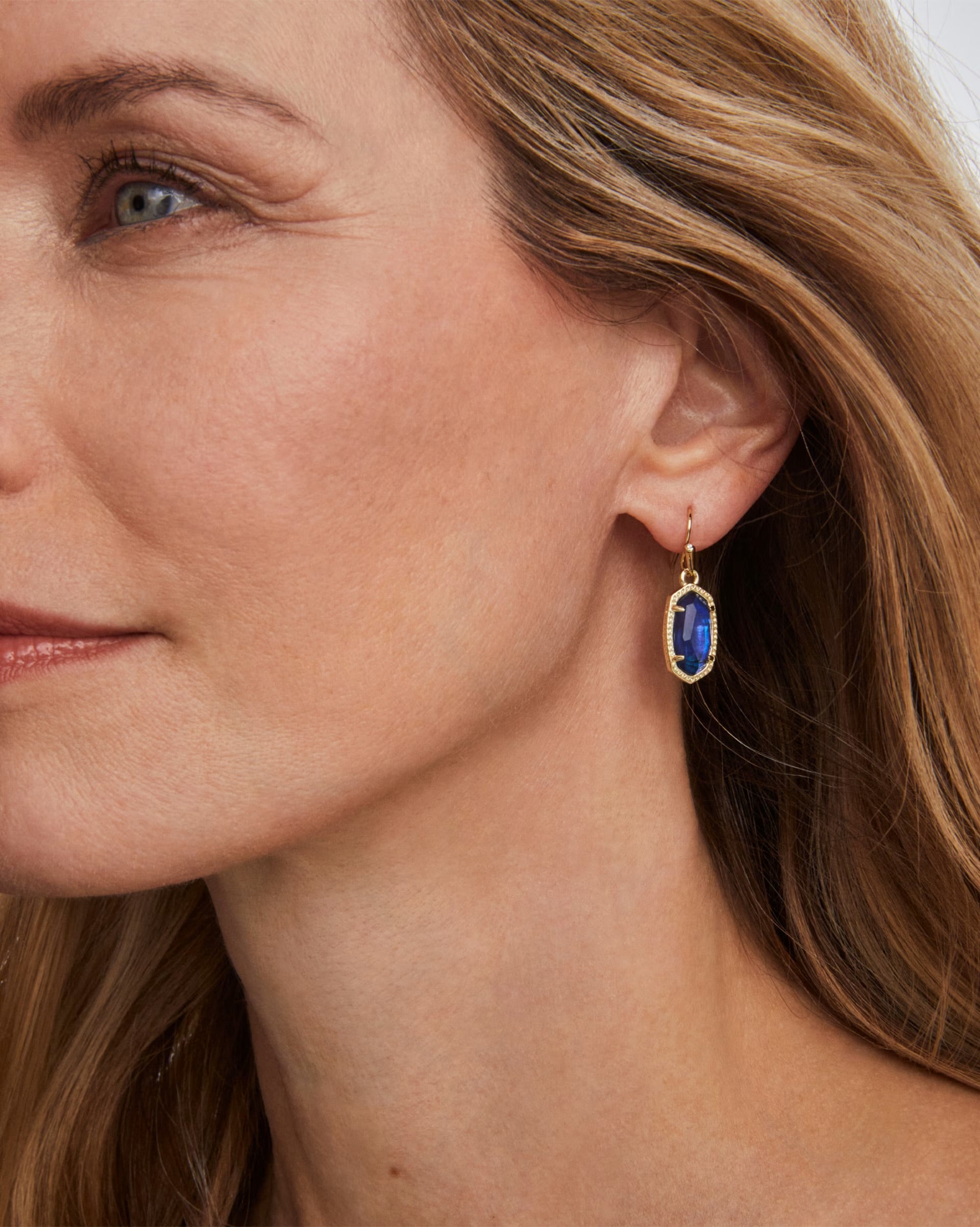LADY WITH BLUE LEE DROP EARRING