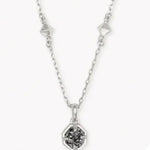 RHODIUM NECKLACE WITH SILVER IRIDESCENT DRUSY 