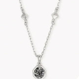 RHODIUM NECKLACE WITH SILVER IRIDESCENT DRUSY 