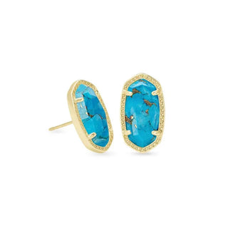 GOLD WITH TURQ STONE EARRINGS.