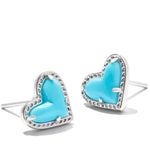 RHODIUM WITH TURQ STONE EARRINGS