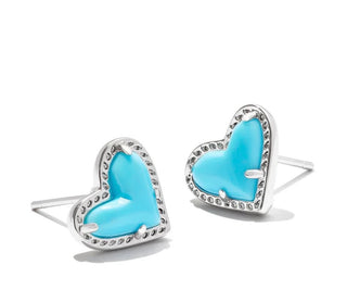 RHODIUM WITH TURQ STONE EARRINGS