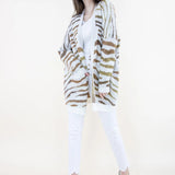 Tiger Print Cardigan with Pockets, Gold, S/M–L/XL