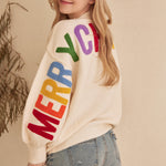 Ho Ho Ho Rainbow Letter Knit Sweater, Black