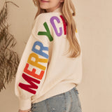 Ho Ho Ho Rainbow Letter Knit Sweater, Black