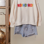 Ho Ho Ho Rainbow Letter Knit Sweater, Black