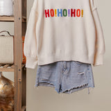 Ho Ho Ho Rainbow Letter Knit Sweater, Black