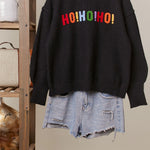 Ho Ho Ho Rainbow Letter Knit Sweater, Black