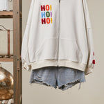 Merry Christmas Chenille Letter Hoodie, Cream