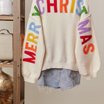 Merry Christmas Graphic Sweater, Cream