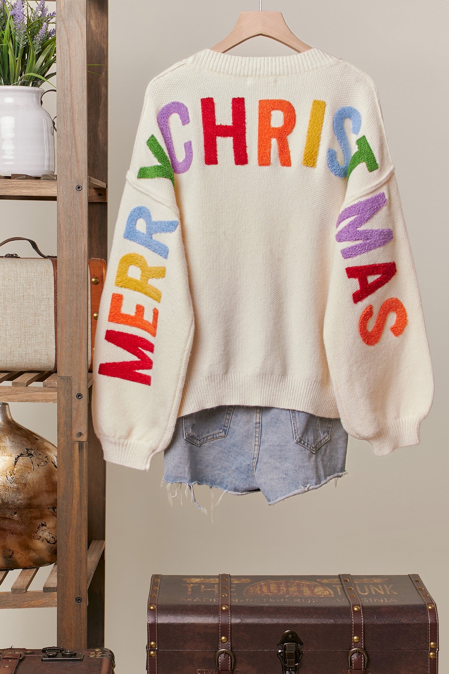 Merry Christmas Graphic Sweater, Cream