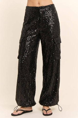 JULIANNA SEQUIN PANT 60467 ~ BLACK