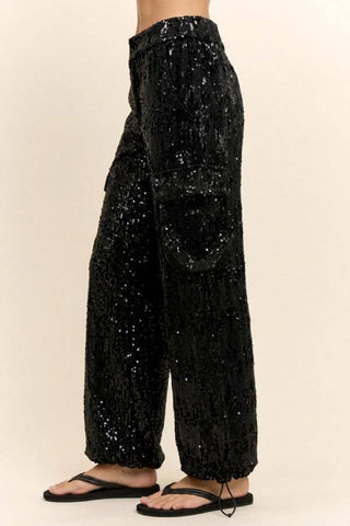 JULIANNA SEQUIN PANT 60467 ~ BLACK