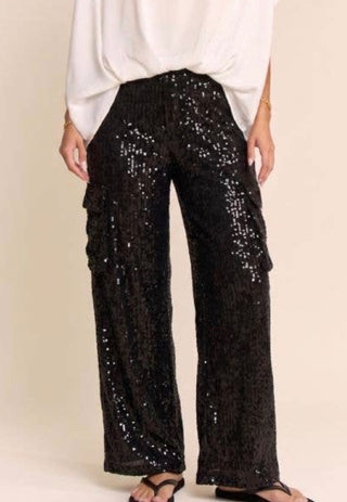 JULIANNA SEQUIN PANT 60467 ~ BLACK