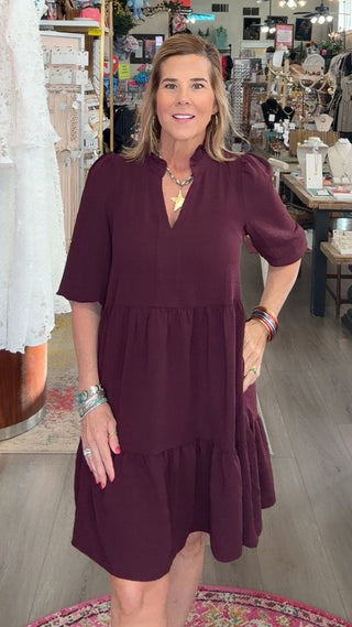 BRIDGET DRESS 72317 NAVY or EGGPLANT