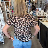 Kelsee Leopard Sheer Button-Down Top