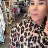 Kelsee Leopard Sheer Button-Down Top