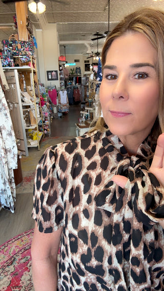 Kelsee Leopard Sheer Button-Down Top