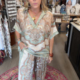 Adele Olive Silk-Blend Flowy Pant
