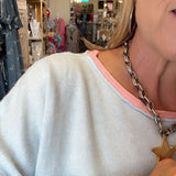 APRIL SWEATER w/PINK TRIM 2121