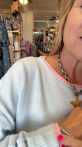 APRIL SWEATER w/PINK TRIM 2121