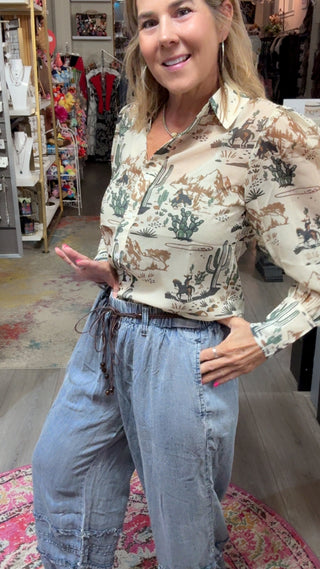 EASEL BERNICE TENCIL DENIM PANT 58148