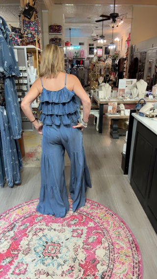 ALEXIA RUFFLE DENIM JUMPSUIT 30314