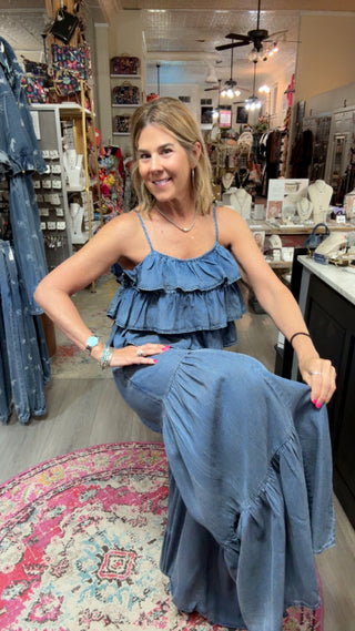 ALEXIA RUFFLE DENIM JUMPSUIT 30314