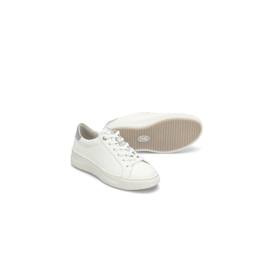 White sneakers on a white background