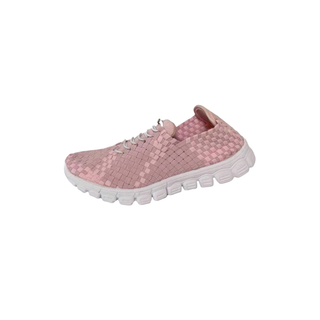 Pink woven sneaker on a white background