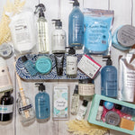 Collection of Sunday Beach products on a wooden surface