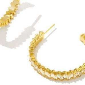 KENDRA SCOTT JULIETTE EARRINGS; GOLD WHITE CRYSTAL