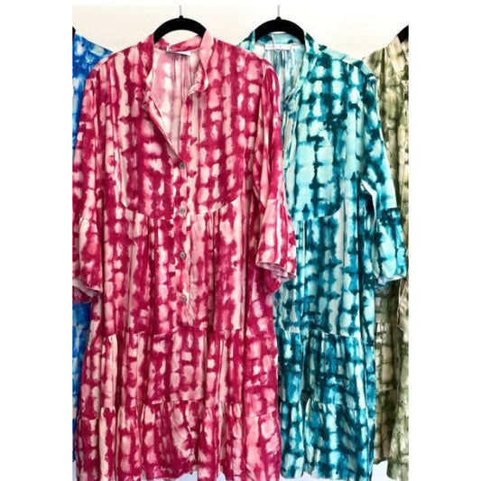 X MADE IN ITALY TYE DYE DRESS 10727D OLIVE