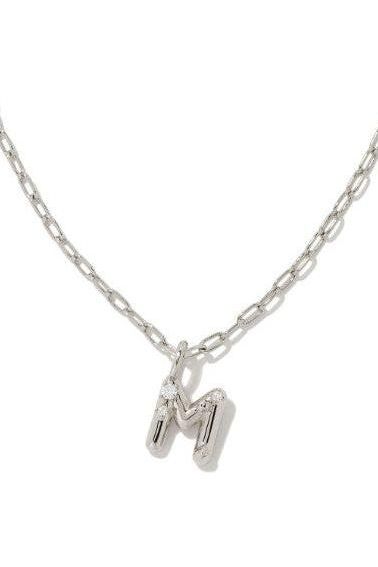 KENDRA SCOTT CRYSTAL LETTER SHORT PENDANT NECKLACE