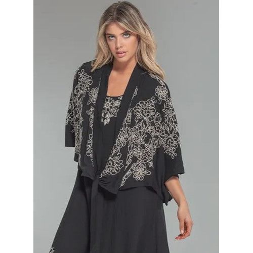 Viscose Embroidered Tie Front Capelet 3164