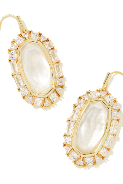 KENDRA SCOTT CRYSTAL FRAME EARRING ~ RHODIUM