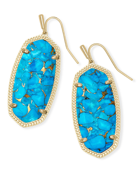 Kendra Scott | Jewelry | Kendra Scott Corley Yellow Gold Plated Blue  Howlite Drop Earrings | Poshmark